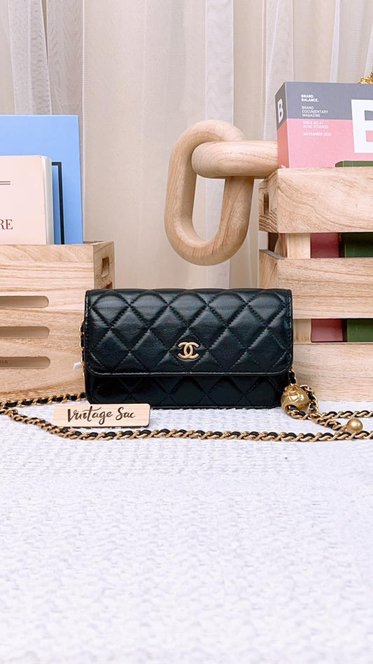 Chanel Black Mini Pearl Crush Woc (GHW)