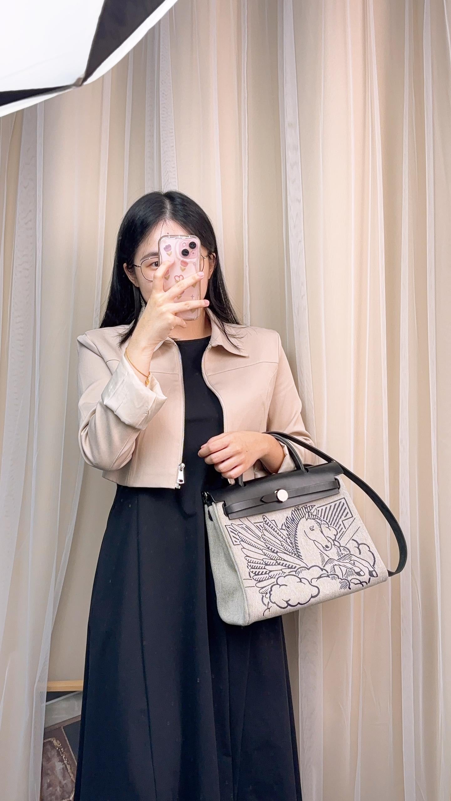 Hermès Black Pegase Pop Herbag 31 (PHW)