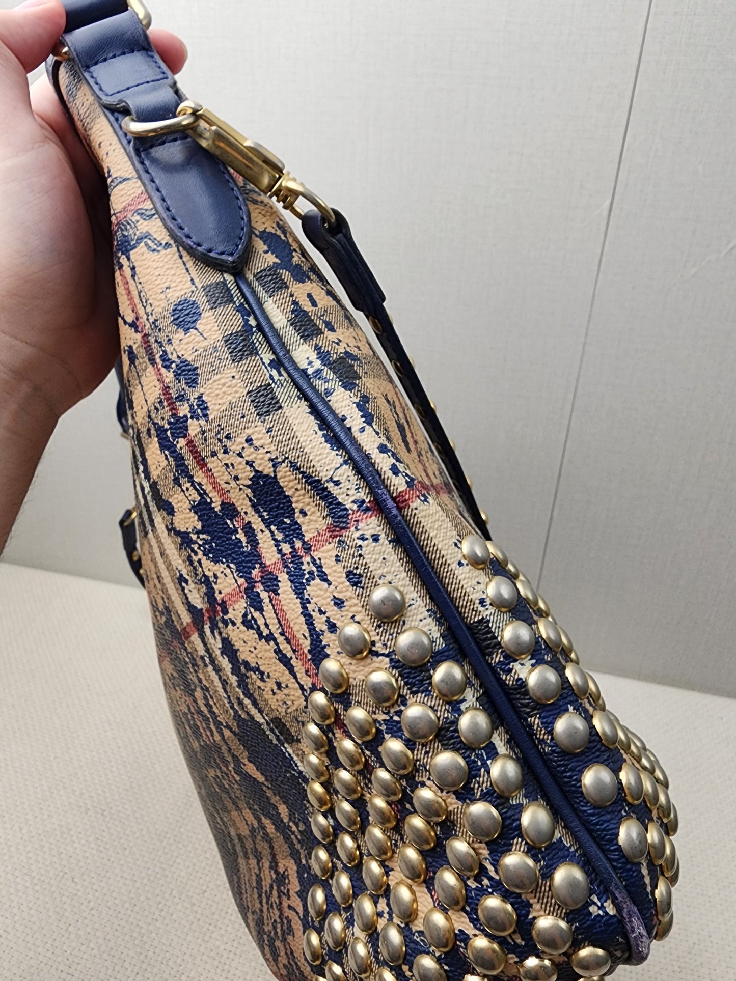 Burberry Haymarket Check Splash Studded Canterbury Tote