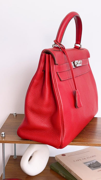 Hermes Rouge Vif Kelly 32 (PHW)