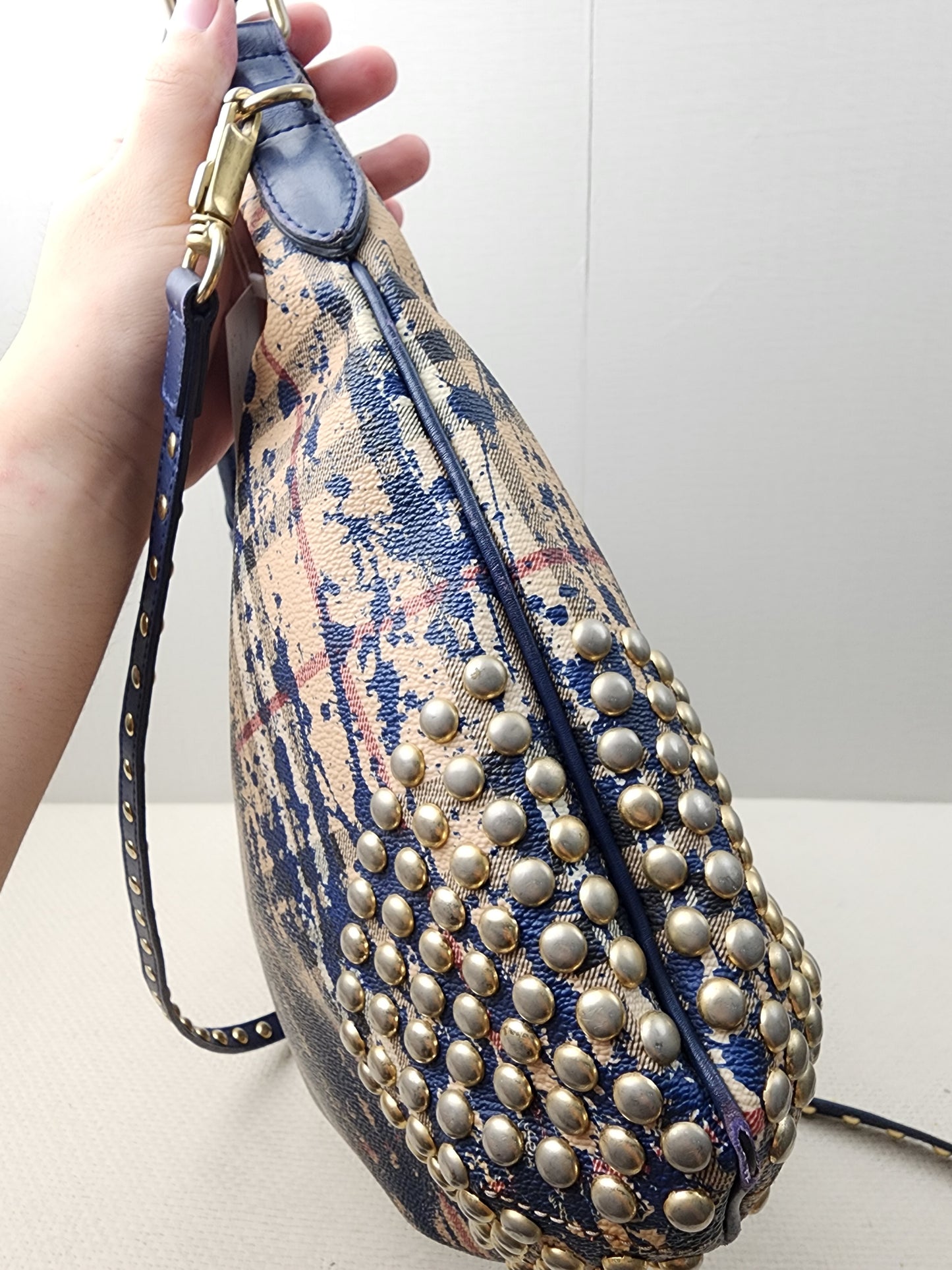Burberry Haymarket Check Splash Studded Canterbury Tote