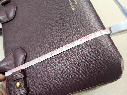 Burberry Burgundy Calfskin Banner Tote Small