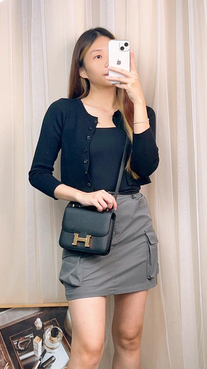 Hermes Black Constance 18 (GHW)
