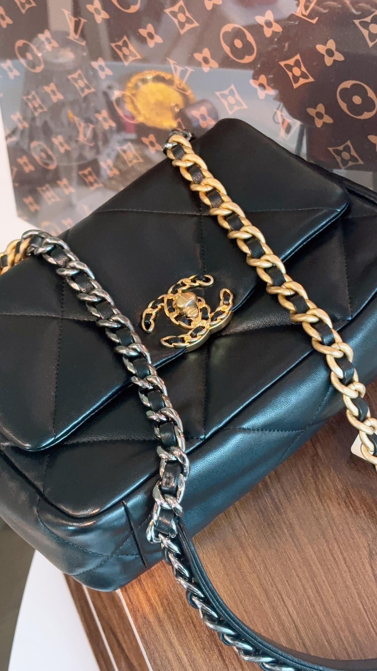Chanel Black Lambskin Small 19 Bag (GHW)