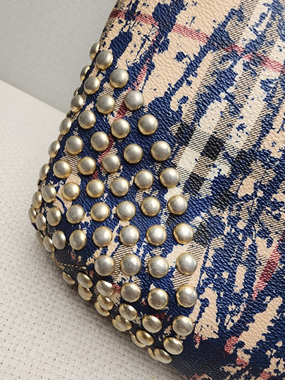Burberry Haymarket Check Splash Studded Canterbury Tote