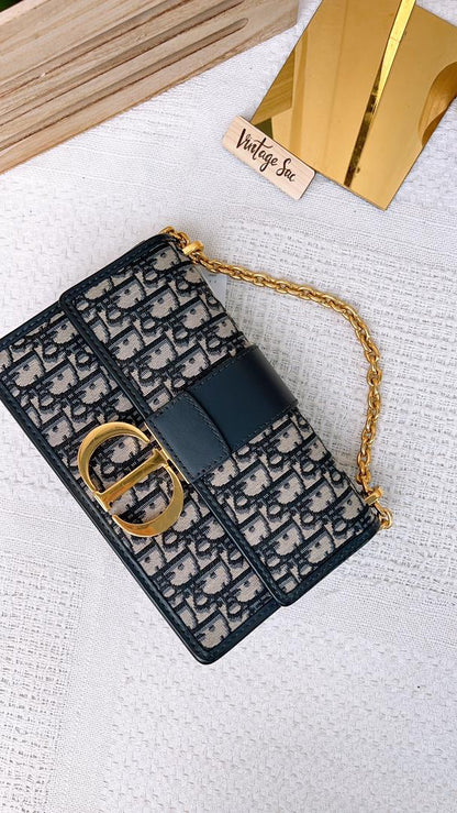 Dior Blue Montaigne East West Chain Bag (GHW)