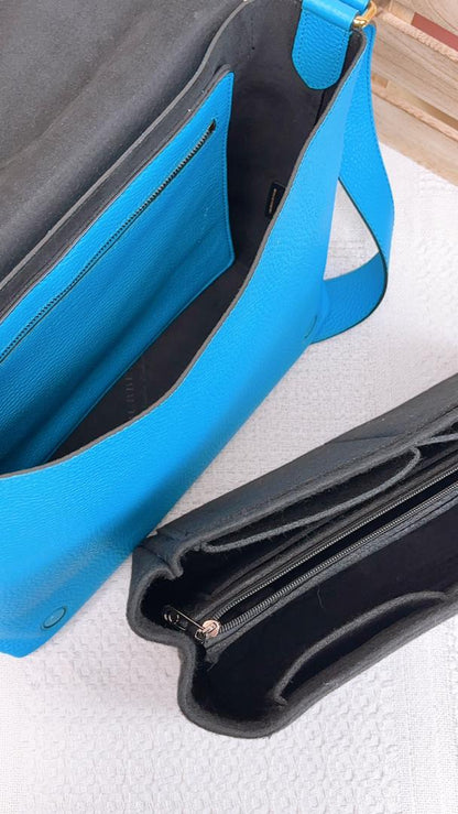 Burberry Blue Grain Calfskin Large Burleigh Messenger Bag