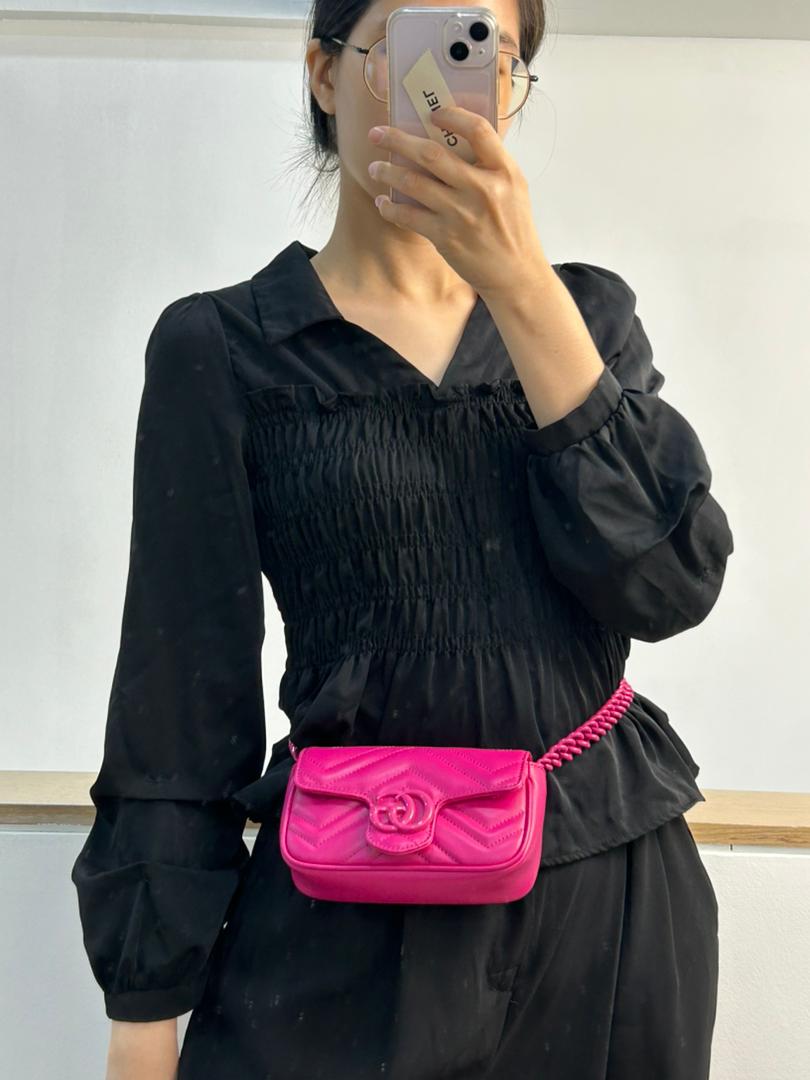 Gucci Fuchsia Supermini Marmont Belt Bag