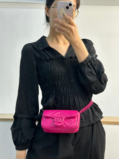 Gucci Fuchsia Supermini Marmont Belt Bag