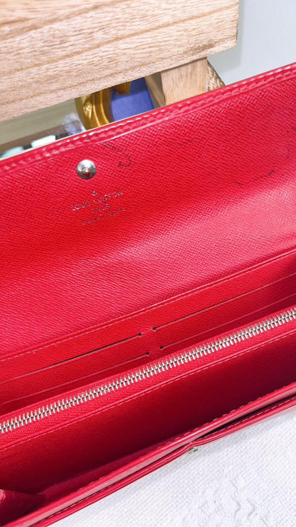 LV Red Epi Sarah Wallet