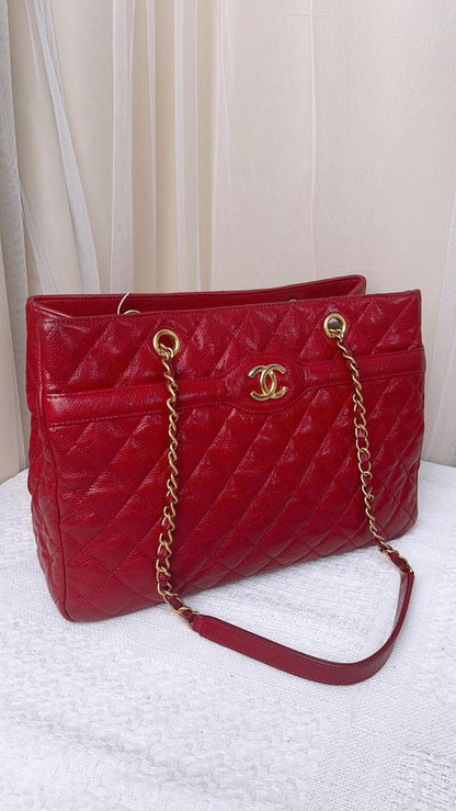 Chanel Crinkled Caviar Shopping Tote GHW