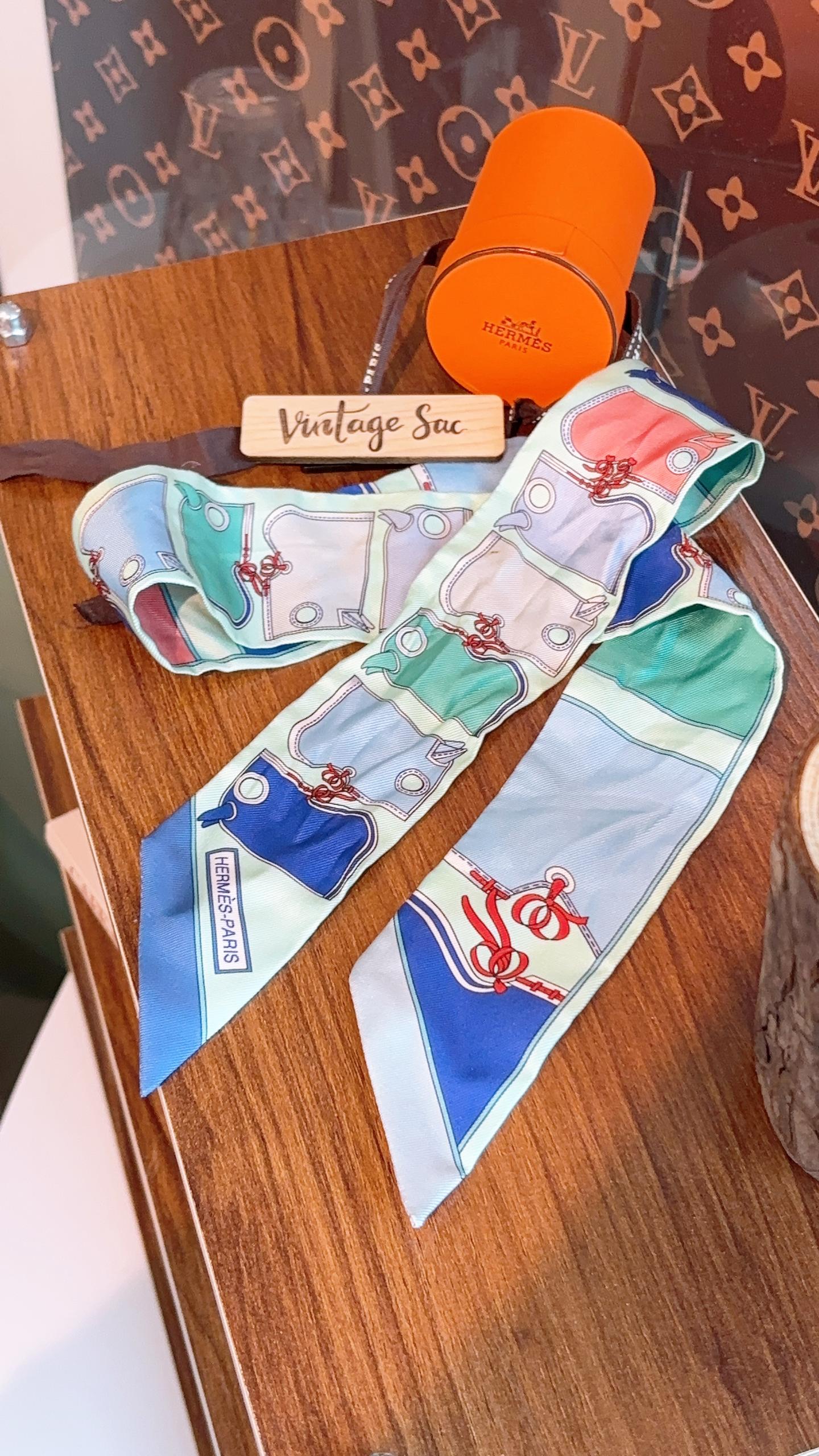 Hermes Blue Camails Twilly