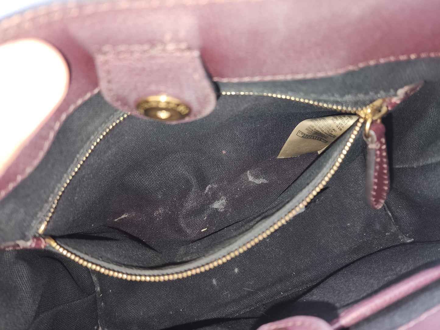 Burberry Burgundy Calfskin Banner Tote Small