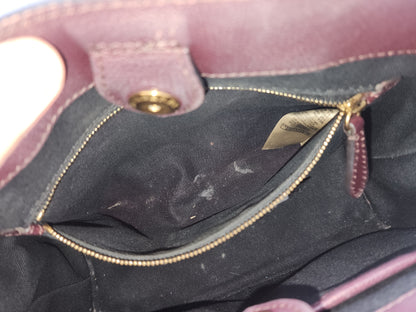 Burberry Burgundy Calfskin Banner Tote Small