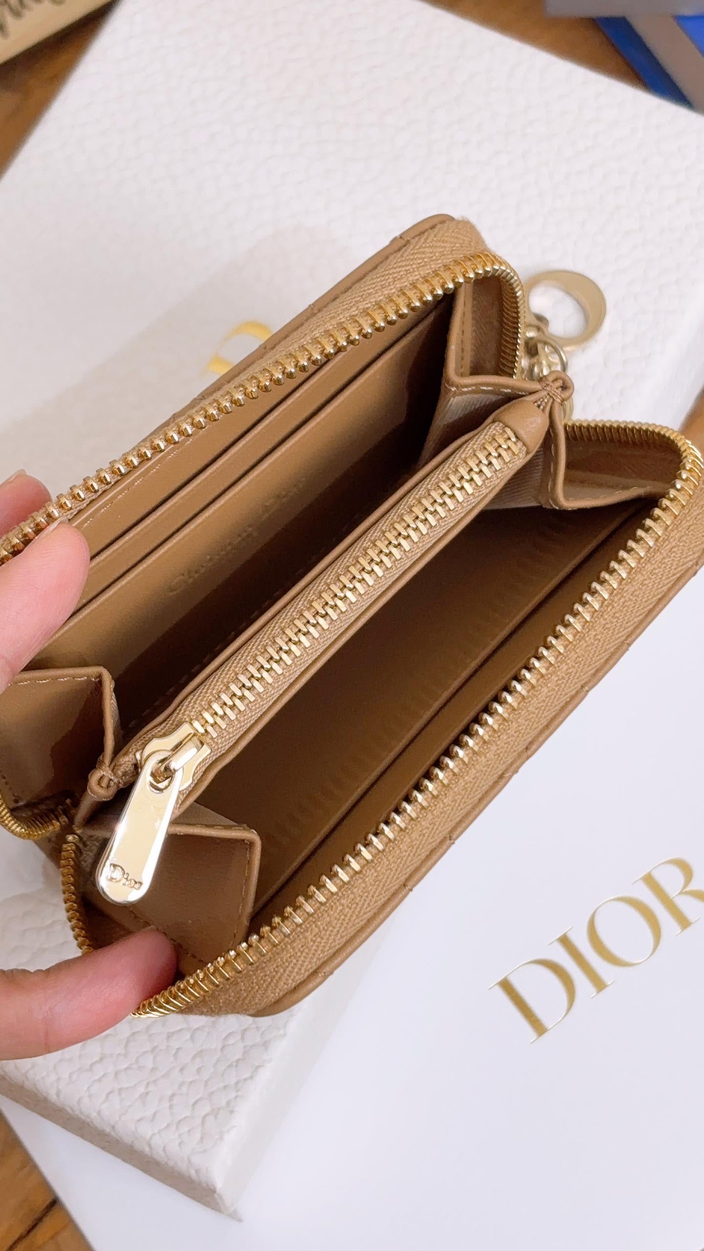 Dior Beige Lambskin Small Vayaguer Coin Purse