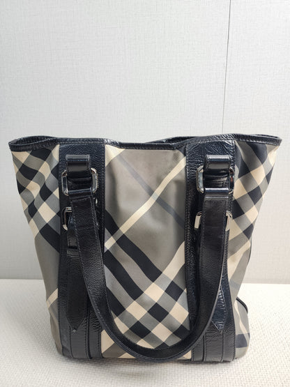 Burberry Black Nylon Beat Check Victoria Tote