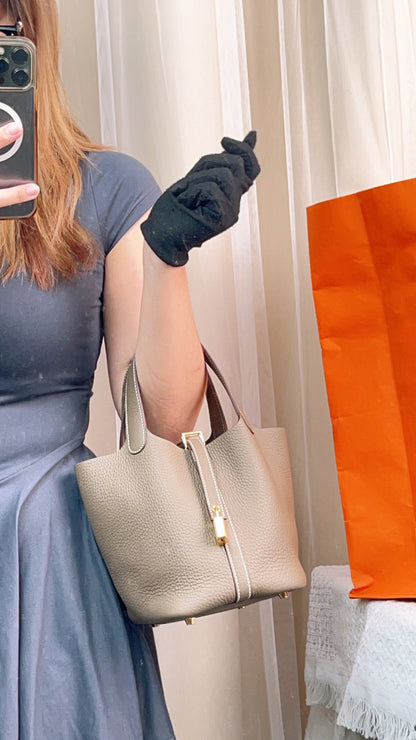 Hermes Etoupe Picotin 18 (GHW)