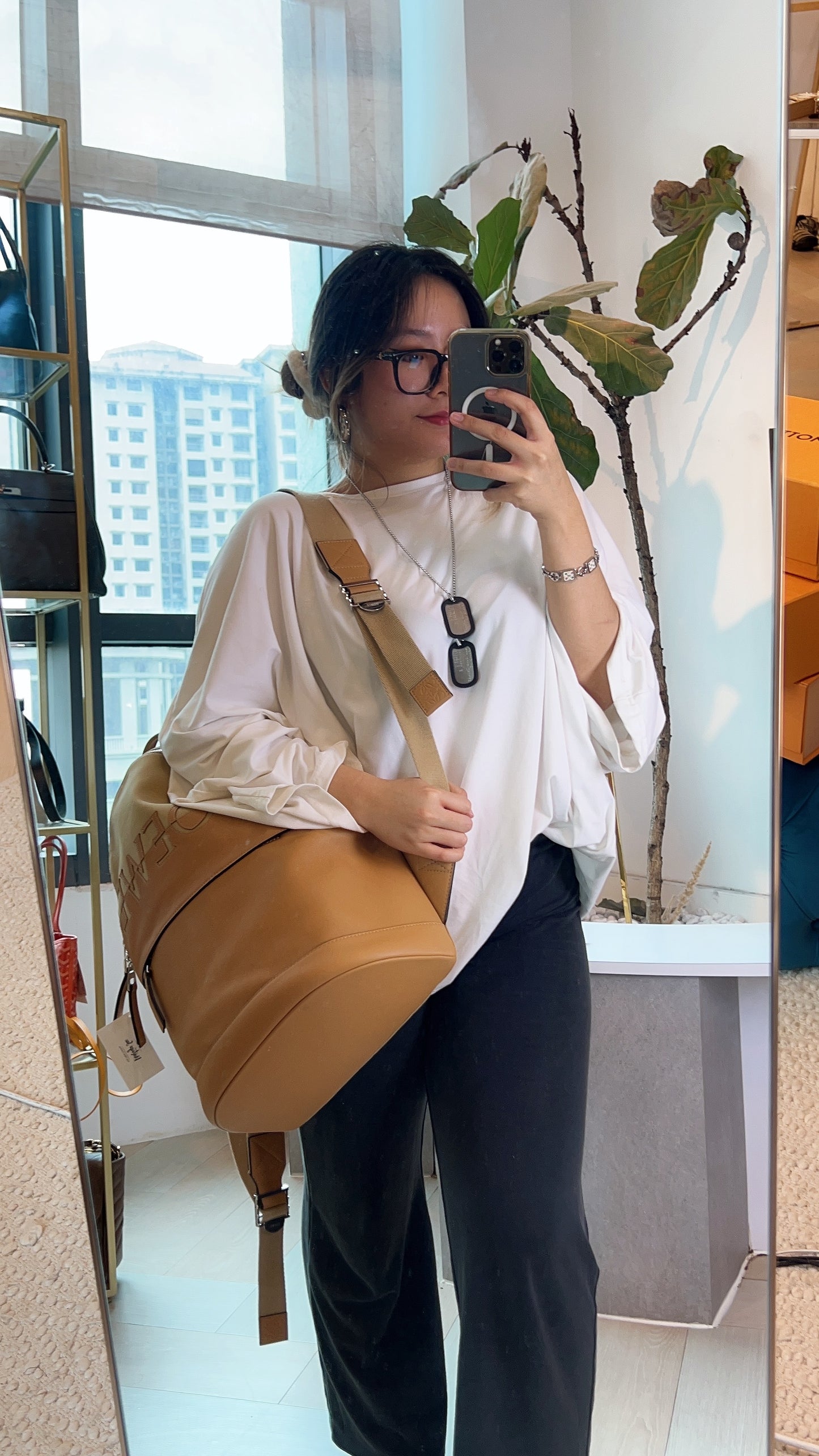Loewe Beige Canvas Backpack
