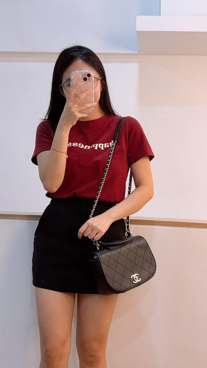 Chanel Black Calfskin Ring My Bag Handle Bag (SHW)