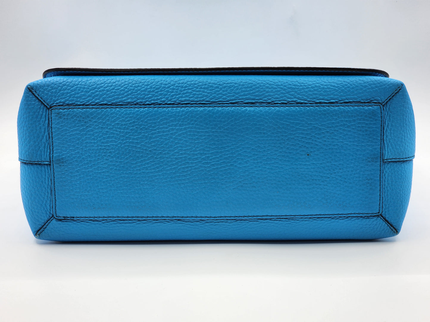 Burberry Blue Grain Calfskin Large Burleigh Messenger Bag