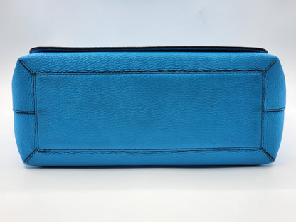 Burberry Blue Grain Calfskin Large Burleigh Messenger Bag