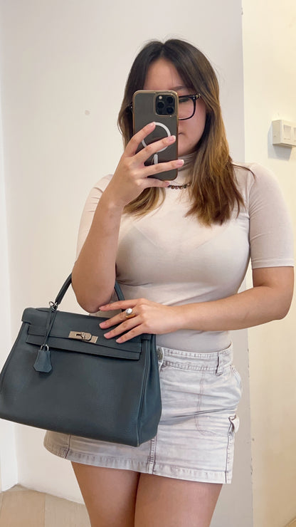 Hermes Bleu Orage Kelly 32 PHW