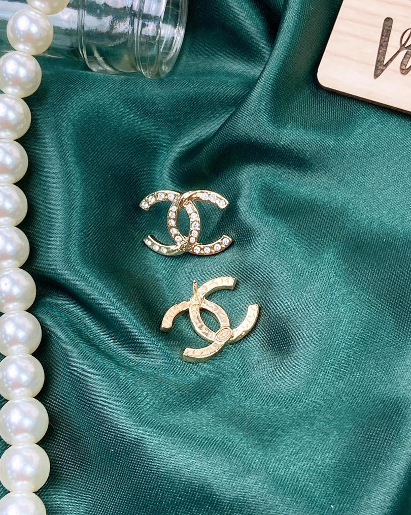 Chanel Gold Twirl Diamante CC Earrings VintageSac chanel-gold-twirl-diamante-cc-earrings-vintagesac