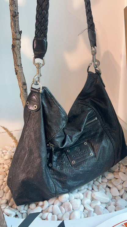 Gucci Black Guccissima Messenger Bag