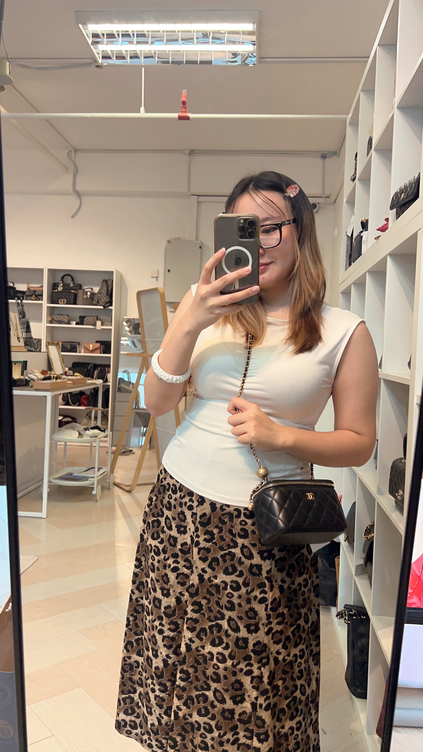 Chanel Black Lambskin Vanity in Pearl Crush