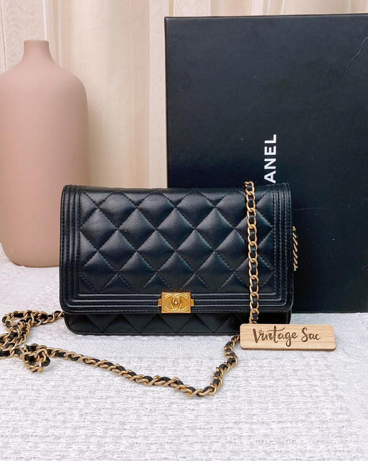 Chanel Black Lambskin Boy WOC GHW