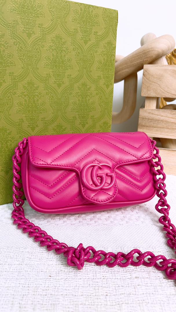 Gucci Fuchsia Supermini Marmont Belt Bag
