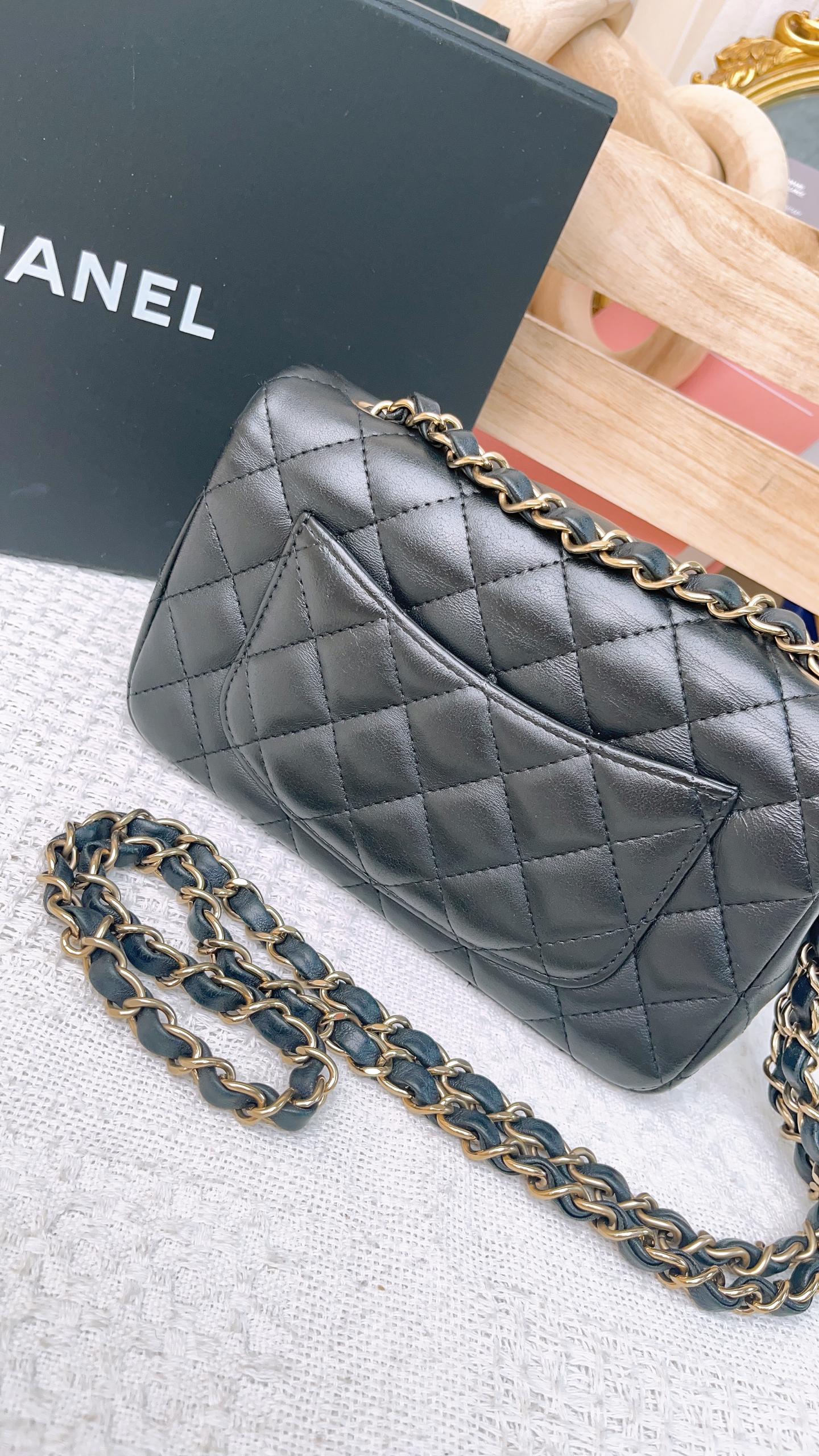 Chanel Black Lambskin Classic Mini Rectangular LGHW