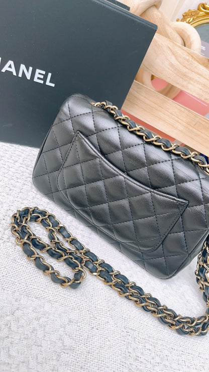 Chanel Black Lambskin Classic Mini Rectangular LGHW