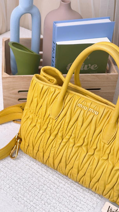 Miu Miu Yellow Matelasse Handle 2-Way Tote