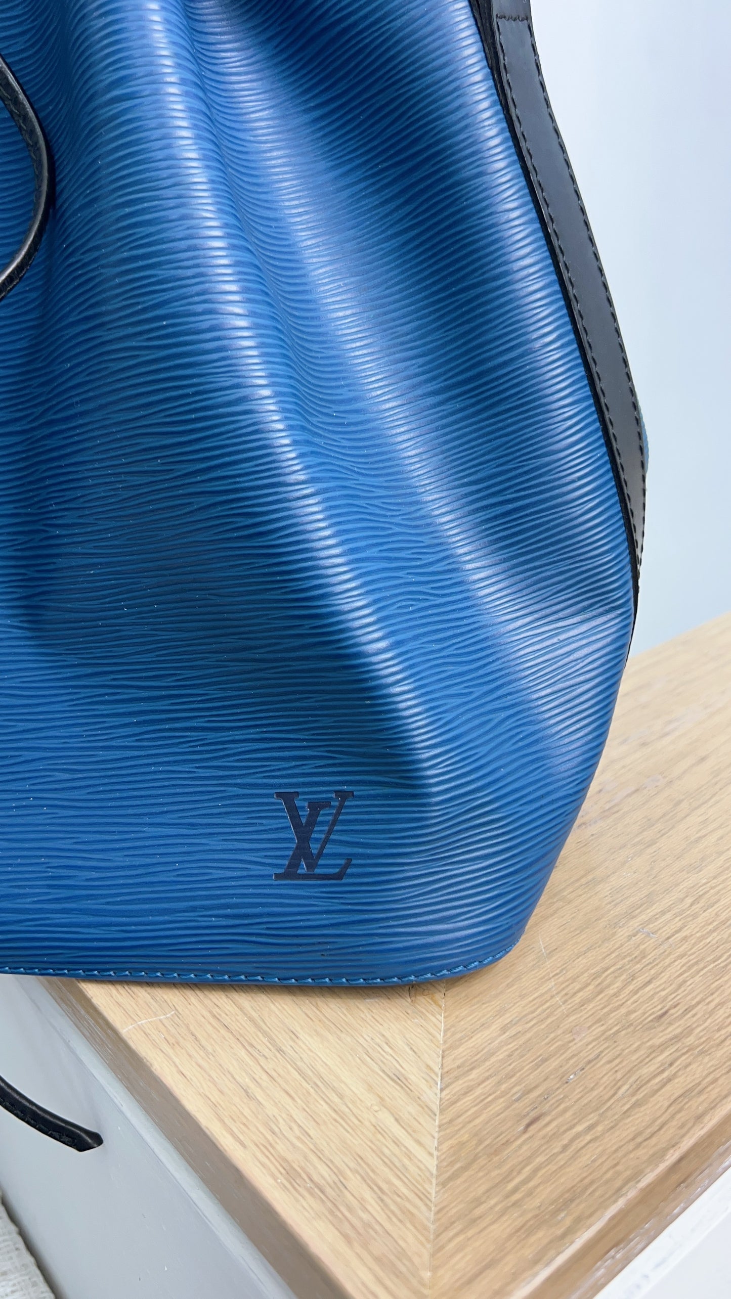 Louis Vuitton Blue and Black Epi Petit Noe Bucket Bag