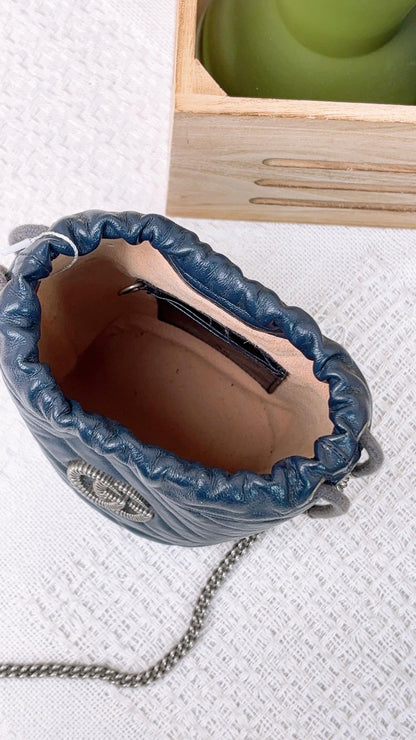 Gucci Navy Marmont Bucket Chain Bag