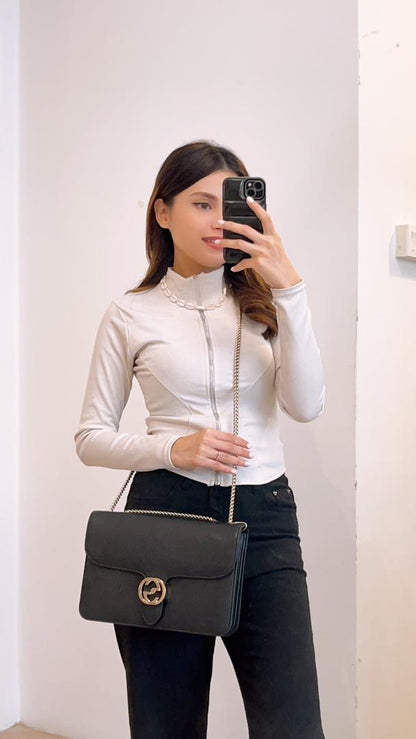 Gucci Black Medium Interlocking Chain Bag (GHW)