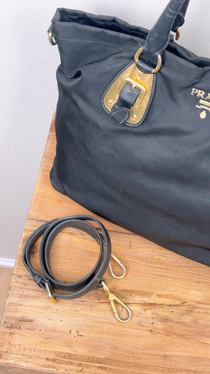 Prada Black Nylon Tessuto Tote Bag