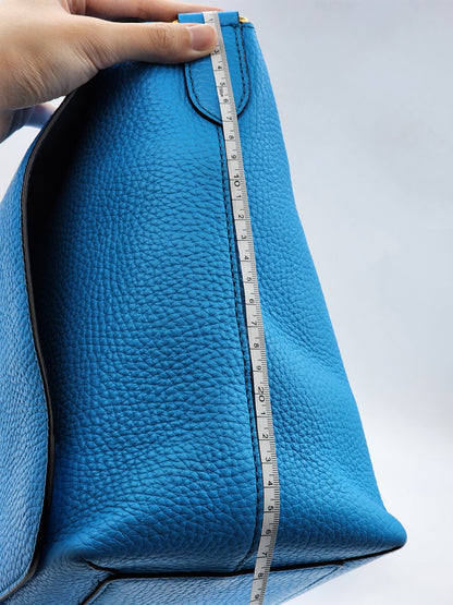 Burberry Blue Grain Calfskin Large Burleigh Messenger Bag