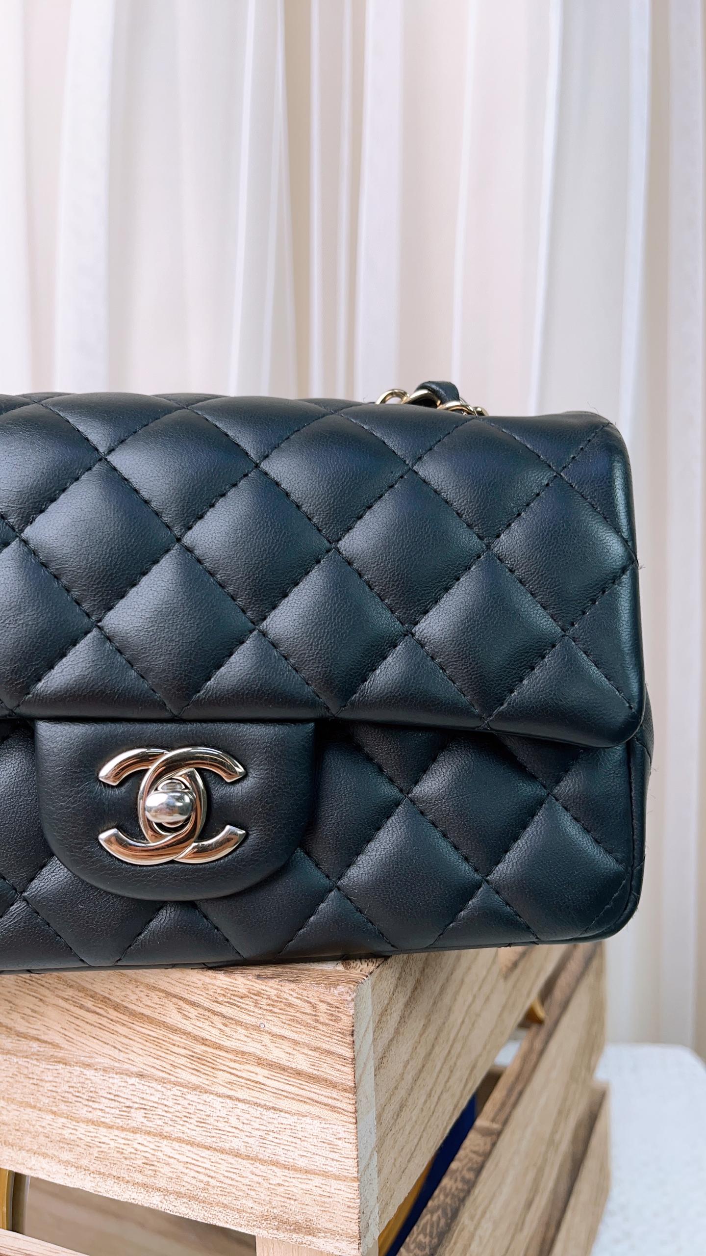 Chanel Black Lambskin Classic Mini Rectangular LGHW