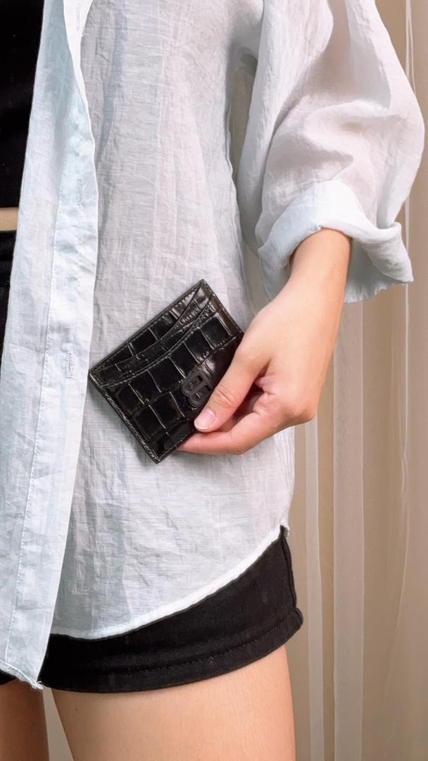 Balenciaga Croc Embossed Calfskin Hourglass Card Case