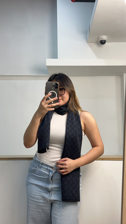 LV Damier Ebene Cabatt Wool Scarf