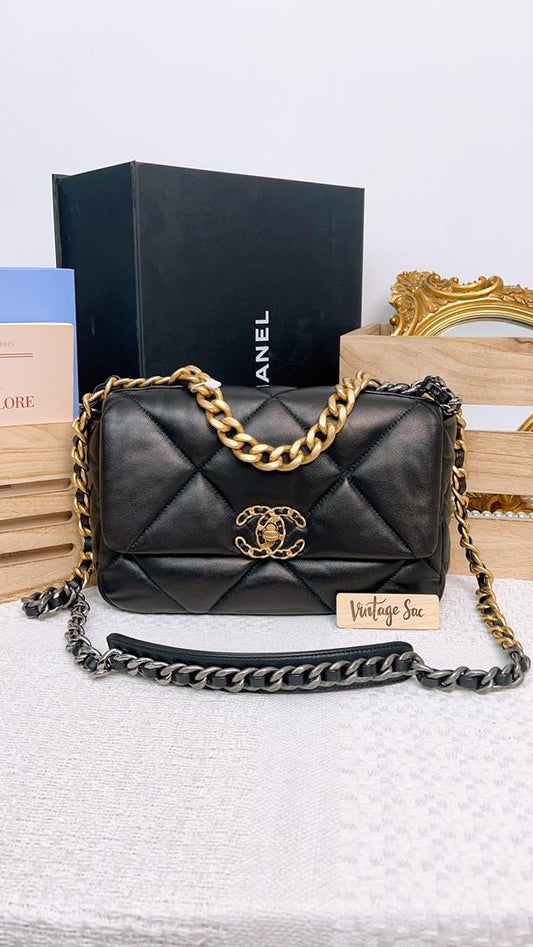 Chanel Black Small 19 Flap GHW