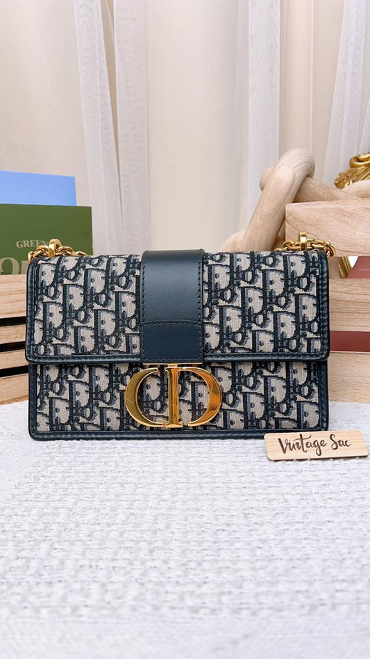 Dior Blue Montaigne East West Chain Bag (GHW)