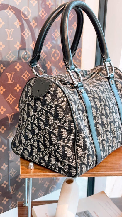 Dior Navy Trotter Vintage Boston Bag