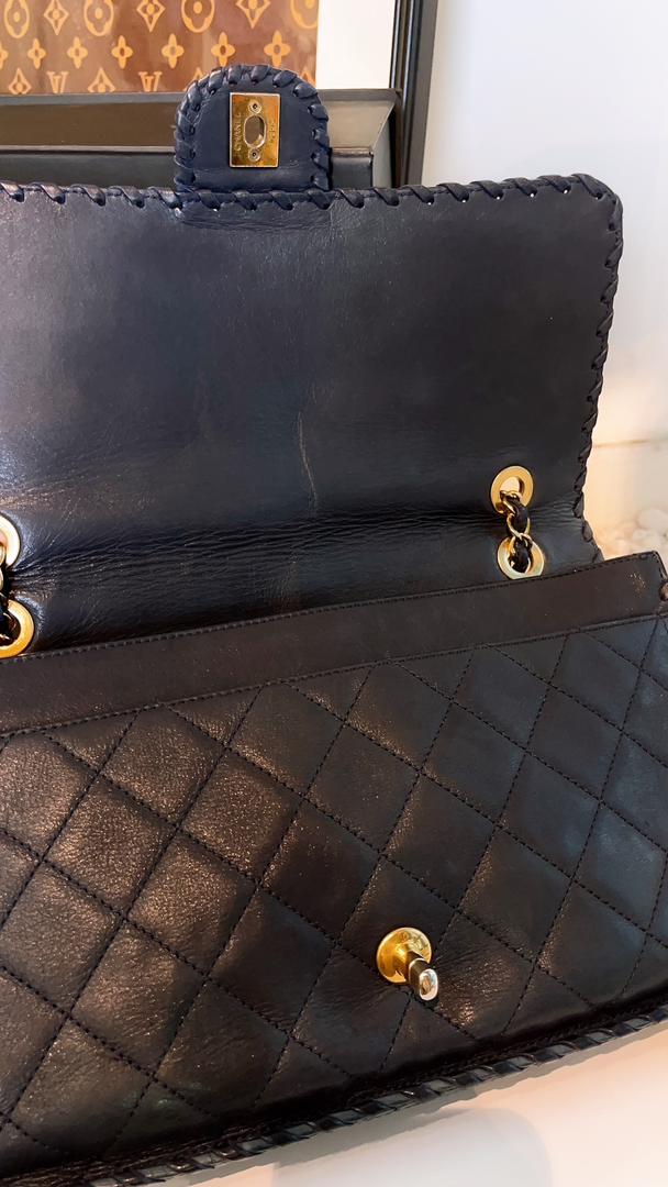 Chanel Navy Calfskin Happy Stitch Flap (GHW)