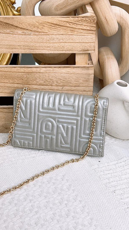 Fendi Silver Metallic Nappa Logo Embossed WOC (GHW)