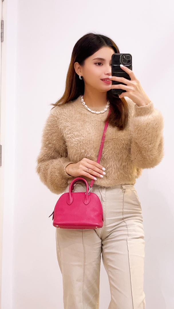 Hermes Rose Pourpre Mini Bolide (PHW)