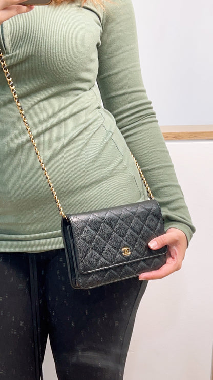 Chanel Black Caviar Classic WOC GHW