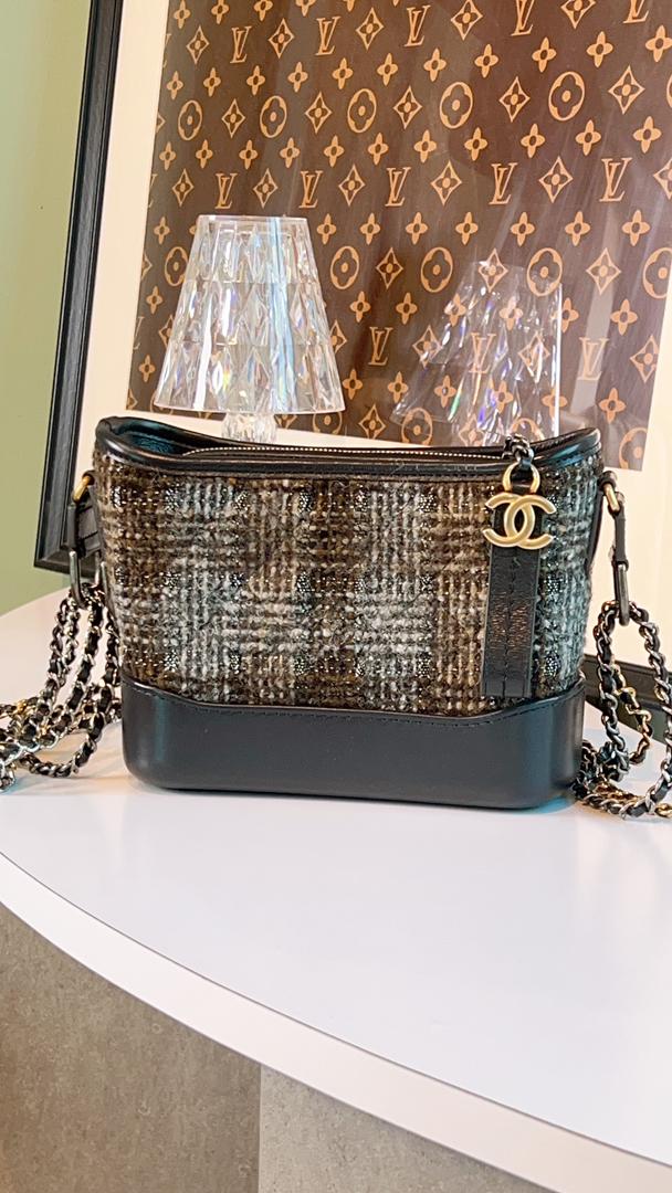 Chanel Dark Grey Tweed Small Gabrielle Hobo